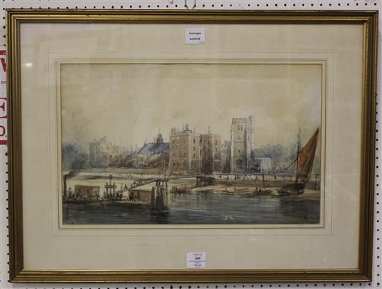 Watts, watercolour, The Thames